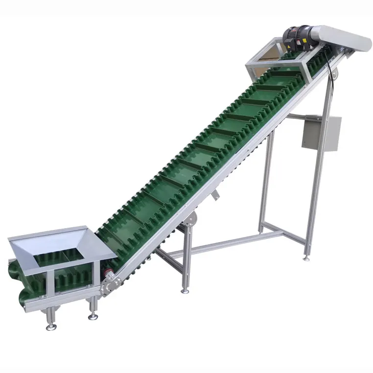 CE Customize PVC belt cleated Climbing food grade elevator hopper Incline Conveyor belt