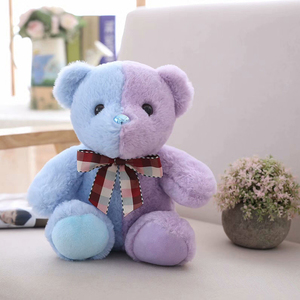 Toptan 20cm 25cm 30cm yumuşak peluş küçük iki renkli oyuncak ayı ile kurdele sevgililer günü için kız arkadaşı aşk hediye - Product Image 3