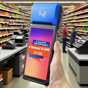 FYJ Máquina Pos de Mano, Dispositivo de Reconocimiento de Tarjeta NFC Móvil <span class=keywords><strong>Android</strong></span> 14, 3 + 32GB, 6 Pulgadas, Sistema Pos de Venta al Por Menor, 2 Unidades, 2 Unidades, 2 Unidades