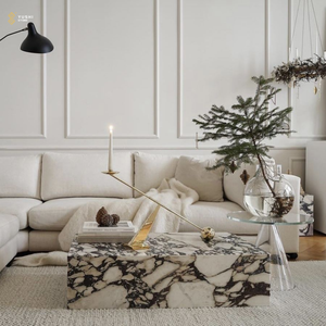 Yushi Đồ Nội Thất Bàn Cà Phê Thấp Chân Sang Trọng Tự Nhiên Tùy Chỉnh Calacatta Viola Cà Phê Bên Bảng - Product Image 3