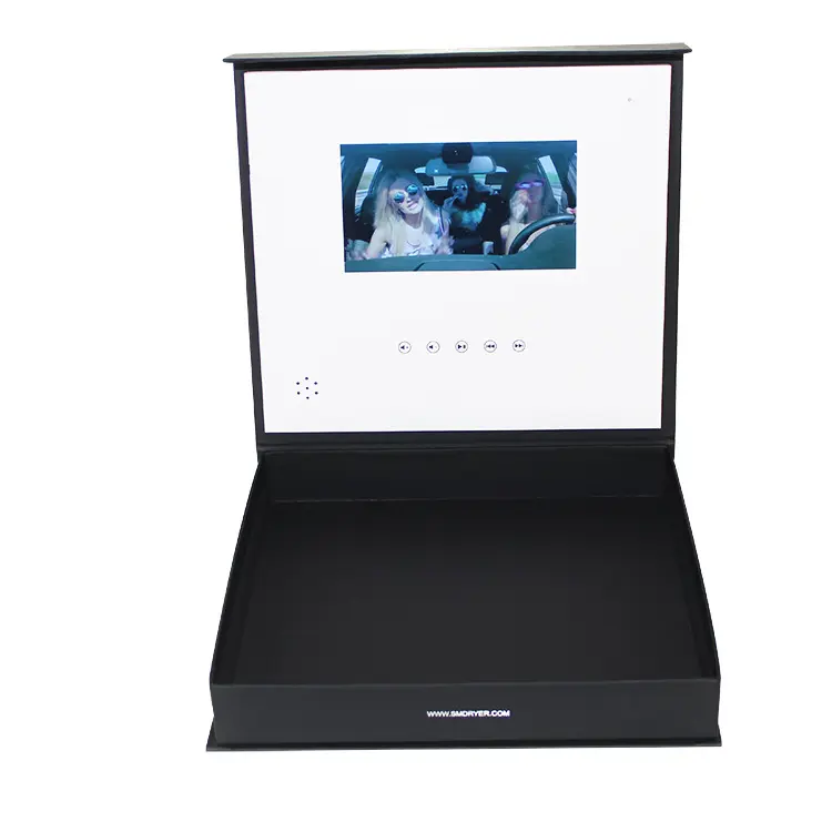 Luxury lcd video box gift box business printing card 5inch 7inch brochure video module lighting with autoplay switch