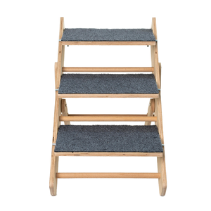 Portable 3-Level Foldable Wooden Pet Stairs Non-slip Adjustable Ladder for Dogs Cats Cat <strong>Trees</strong> &amp; Scratcher <strong>Product</strong> Category - Product Image 1