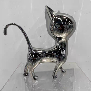 真人大小的动物猫雕塑镜子抛光不锈钢锻造户外雕塑花园装饰雕像家居装饰
