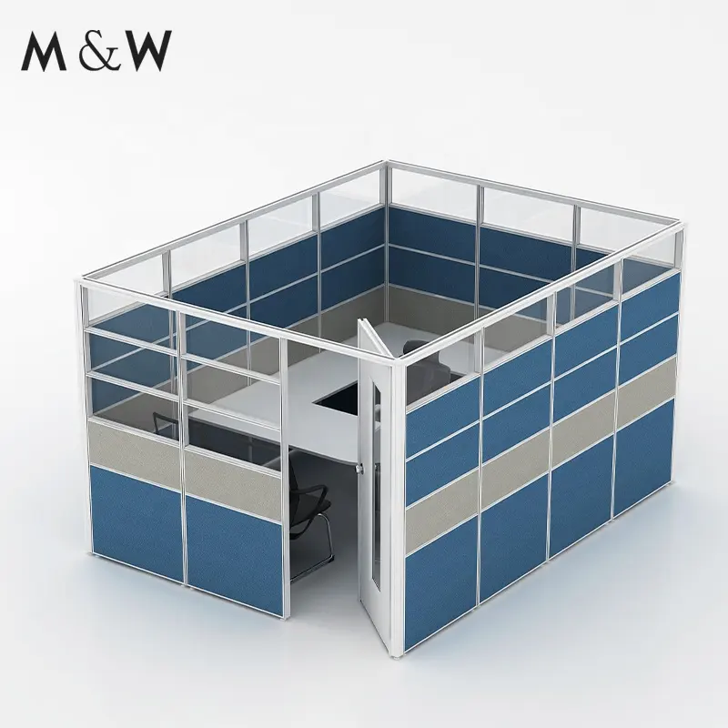 M & W Sistema de fuente de alimentación estadounidense usado 60mm de espesor marco de aluminio puerta abatible oficina privada personal cubículo estación de trabajo