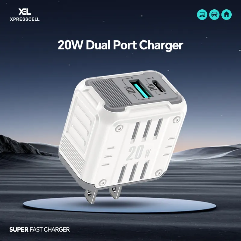 Xel Thương Hiệu Điện Thoại Di Động Nhanh Chóng Sạc Adapter EU Cắm Pd 20W USB Loại C Kép Cổng Tường Sạc Cho iPhone 11 12 13 14 Pro Max