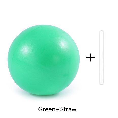 Pelota de Pilates verde con pajita