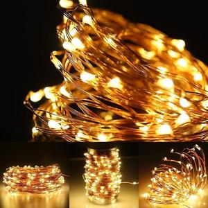 Paquete de 4 16,4 pies 50 luces LED de hadas con temporizador de Control remoto a batería impermeable alambre de cobre centelleante Navidad - Product Image 2