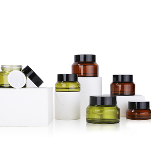 Frasco de vidro marrom para maquiagem, frasco de creme para os olhos marrom de 50g, frasco de creme à prova de luz marrom de 30g, conjunto de frascos de creme âmbar vazios de 15g