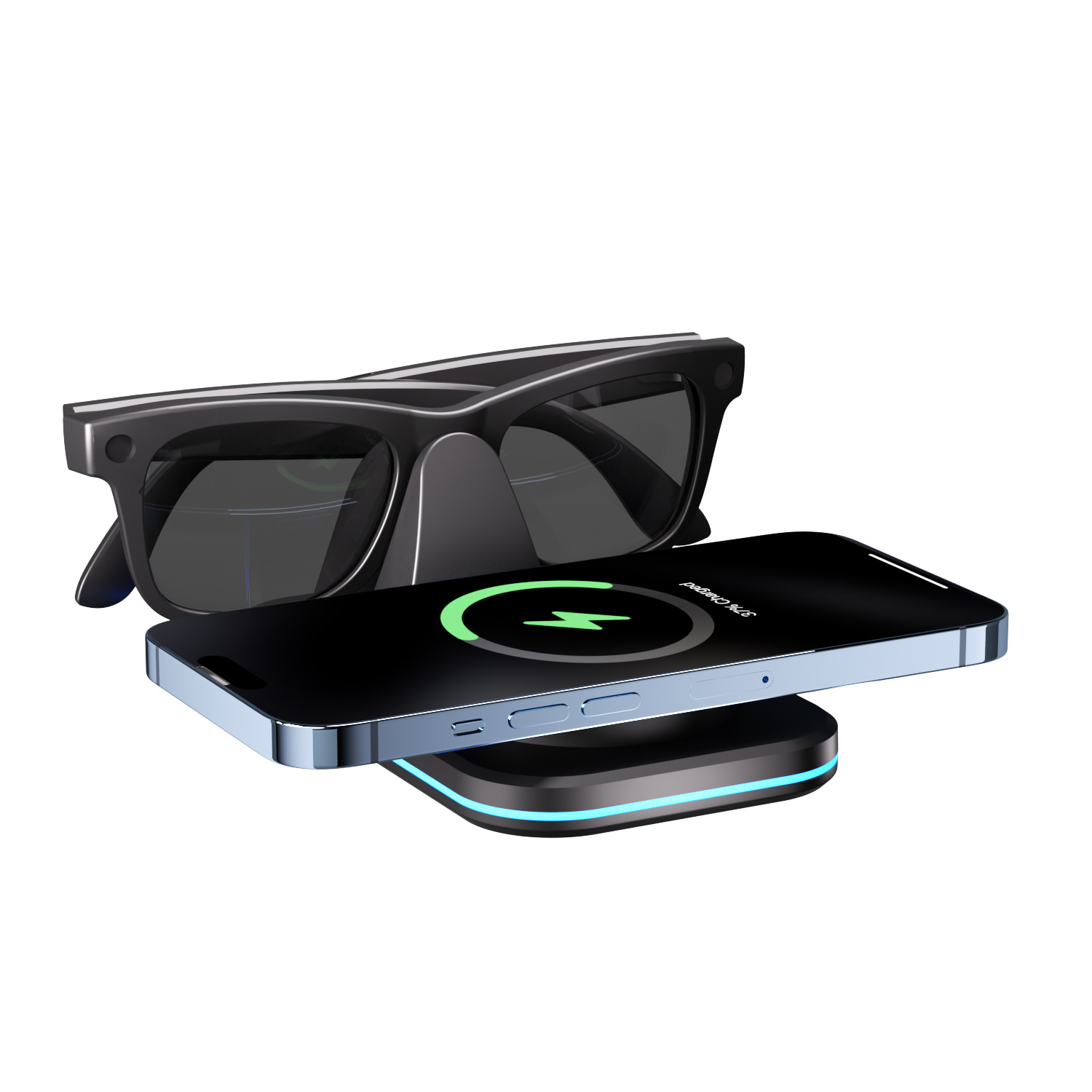 Tapis de chargement noir pour lunettes + téléphone 045