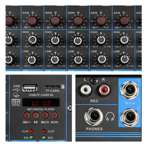 Debra Audio 6 Channel Mini Digital DJ Audio <strong>Mixer</strong> with Fader Reverb Effect 48V for PC Recording Band Mixing