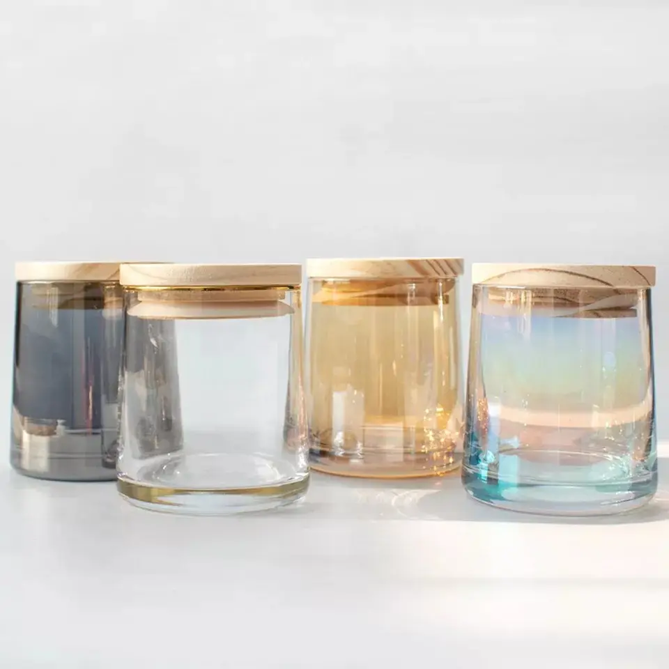 Luxus leere einzigartige klare 8 Unzen graue Glas kerzen gläser für Duft kerzen