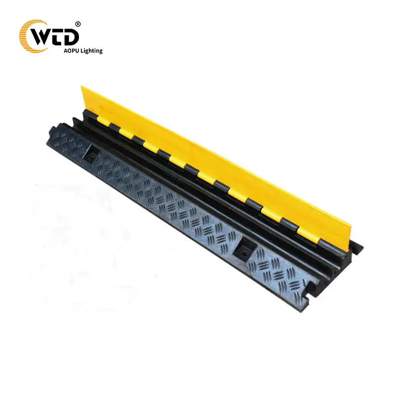 AOPU Yellow Flexible PVC Cover 2 Channel Stage USE Rubber And Plastic Cable Tray Floor Cable Cover Protector