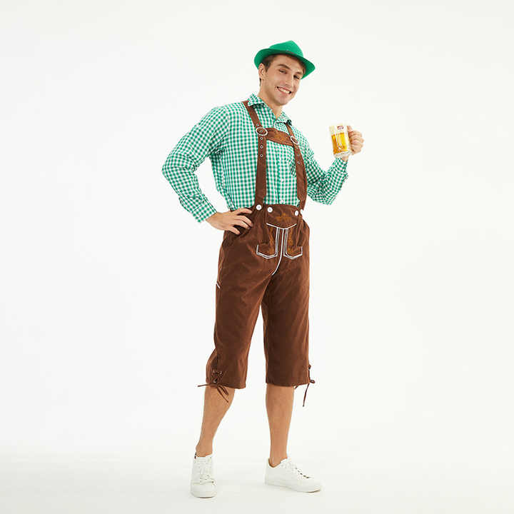2Pcs/Set Adult Oktoberfest Lederhosen Costume Man Bavarian Octoberfest German Festival Beer Male Cosplay Halloween Party Costume