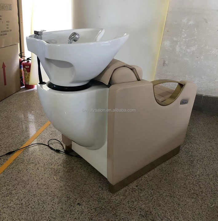 Customized Modern Hair Washing Station Barber Shop Beauty Salon Equipment Electric Shampoo Chair with Ceramic Shampoo Bowl