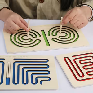 Venta caliente de madera izquierda y derecha entrenamiento del cerebro mano movimiento entrenamiento laberinto tablero de trazado Juguetes Educativos de aprendizaje para niños - Product Image 2
