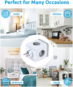 Enchufe de pared estándar europeo para viaje, adaptador de corriente de viaje de tamaño pequeño, 4 salidas de CA, buen producto - Product Image 6