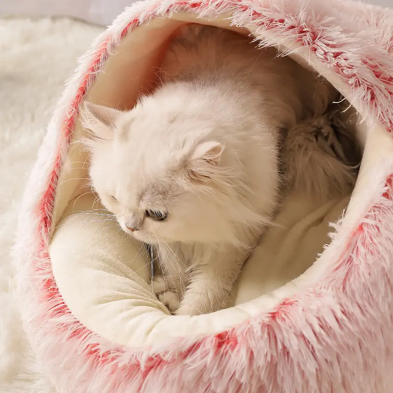 Autunno e inverno caldo velluto nido Semi-chiuso letto per gatti piccolo cane letto invernale per animali domestici