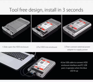 3.5インチSATAHDDエンクロージャーモバイルケース6bpsモニタリングハードディスク (透明シェル付き) - Product Image 5