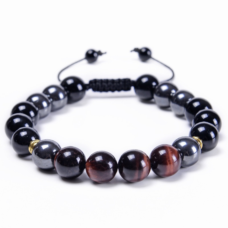 3-tigre rossa + ematite + perline nere