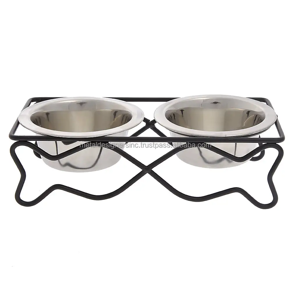 Peixe design 1/2 Pint double diner cats feeder stand com 2 tigelas para comida, leite e água