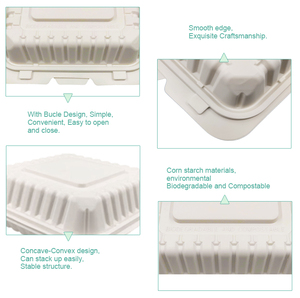 使い捨て容器3室生分解性コーンスターチランチボックスプラスチックふた付きレストランテイクアウトお弁当スタイル - Product Image 4
