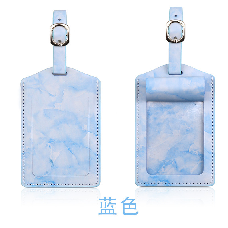 Étiquette de bagage bleue