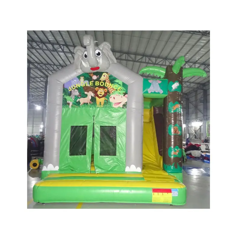 Gonflables commerciaux-y-brinolin combo gonflable avec toboggan jungle thème animal château gonflable château gonflable château gonflable