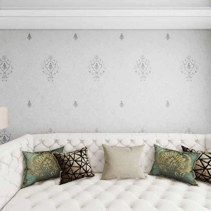 Motif unique Broderie tridimensionnelle Papier peint sans couture Bleu Textile Revêtement mural Décoration Panneaux muraux