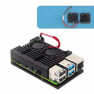 Raspberry Pi 4B/3B/3B + carcasa de aleación de aluminio con ventiladores duales Raspberry Pi funda protectora