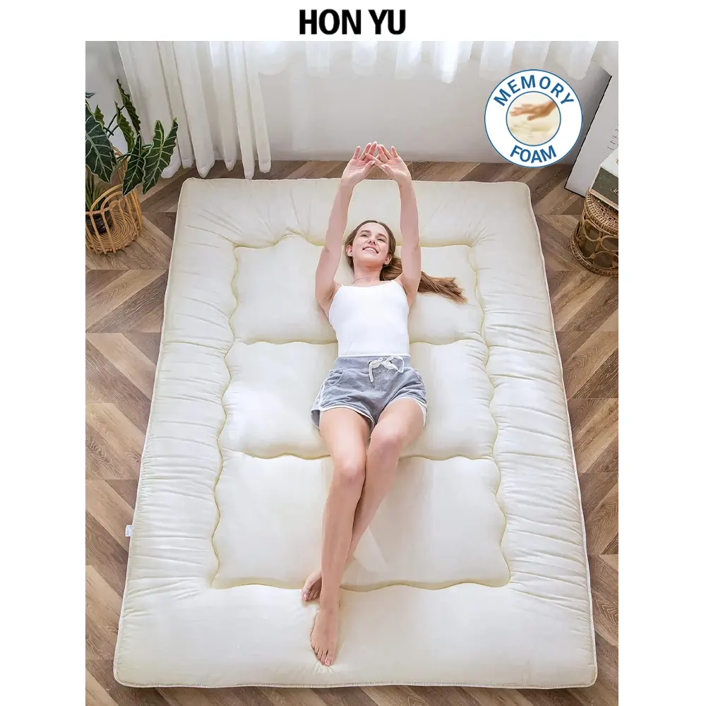 ที่นอนพื้นญี่ปุ่น Futon หนาเสื่อเสื่อทาทามิเบาะรองนอนพับได้ม้วนขึ้นที่นอน Trifold ที่นอน Pad เสื่อเตียงญี่ปุ่น