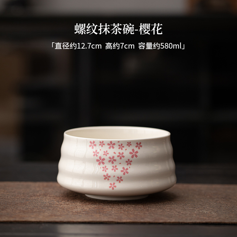 Threaded matcha bowl-cherry blossom