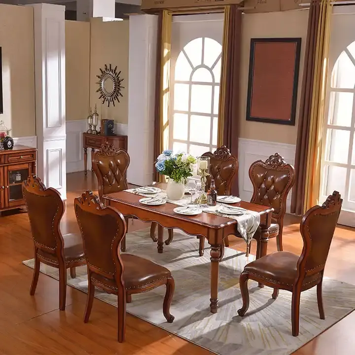 Muebles de comedor de diseño nórdico moderno, juego de mesa de comedor de madera, 6 sillas para el hogar, apartamento, restaurante