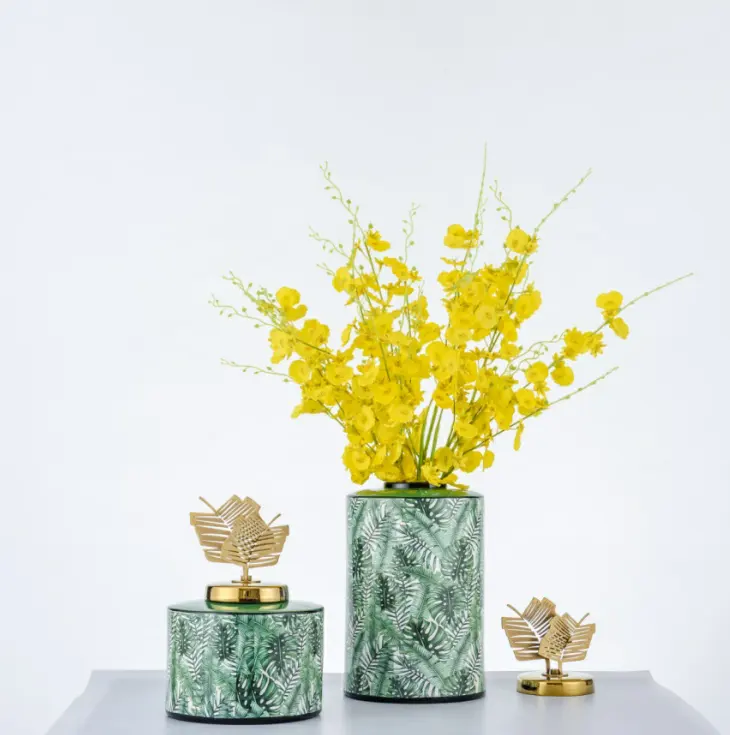 アメリカの牧歌的な緑色のセラミック装飾植木鉢磁器装飾花瓶収納ジャー