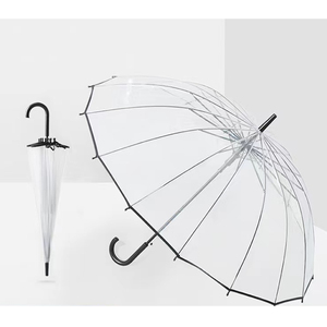 定制标志私人标签伞防风高尔夫聚氯乙烯全印花圆顶雨直透明透明伞 - Product Image 2