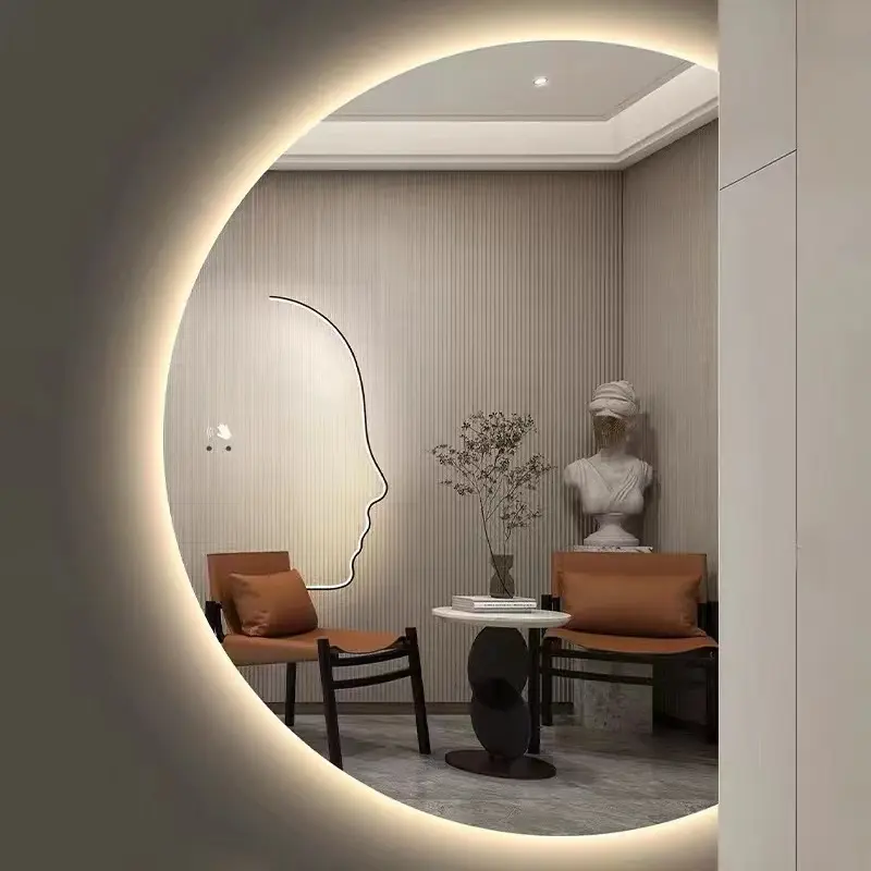 Specchio a Led semicircolare irregolare retroilluminato Design decorazione della parete del bagno specchio illuminato