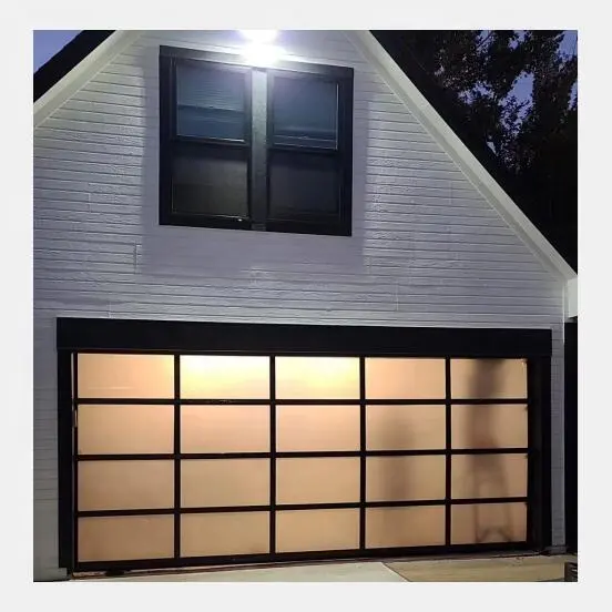 Puerta de garaje seccional con panel de vidrio templado, puerta de garaje remota transparente, puerta de vidrio de garaje con perfil de aluminio