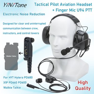 <span class=keywords><strong>HYT</strong></span> <span class=keywords><strong>Hytera</strong></span> PD680 X1P PD660 PD600用パイロット航空ヘッドセットトランシーバーノイズリダクションイヤホンU94 PTTフィンガーマイク付き