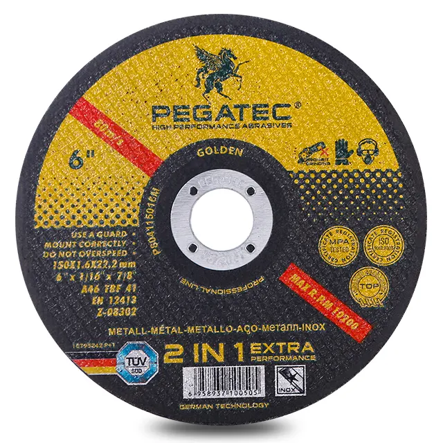 PEGATEC 6 Inch Abrasive Metal Cutting Disc 150x1.6x22.2mm Cutting Disc for Metal