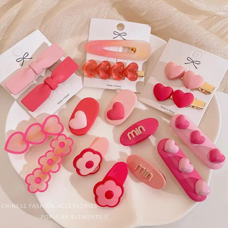 Nuovo arrivo dolce Color caramella mini fermaglio per capelli artiglio carino cuore rosa fiocco fiore bambini fermaglio per capelli per neonate