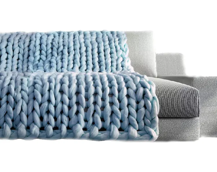 Coperta in lana acrilica 100% coperta in lana merino grossa coperta per divano in lana intrecciata a mano