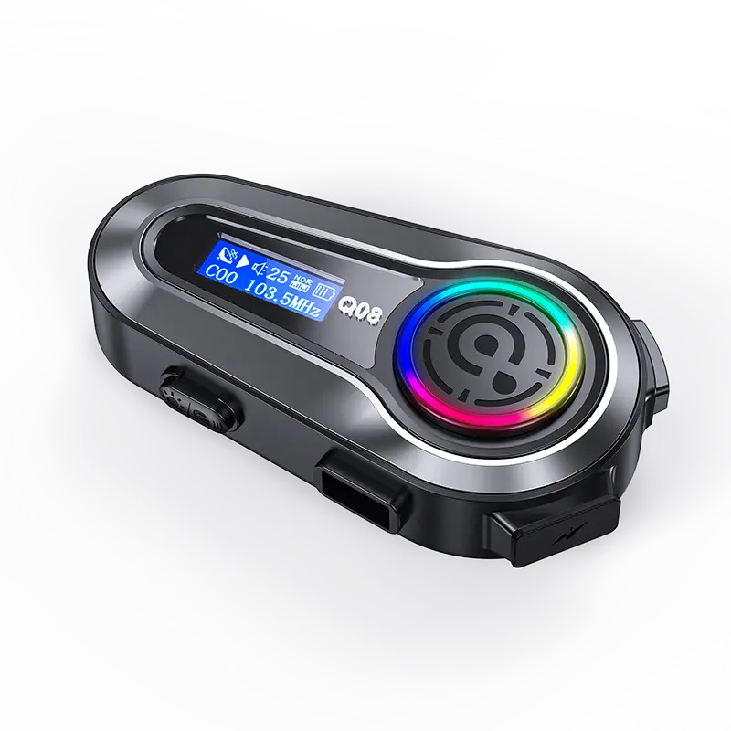 Q08 6 hiệu ứng âm thanh xe máy Mũ bảo hiểm tai nghe không dây 1000 mAh RGB xe máy Mũ bảo hiểm màu xanh răng tai nghe