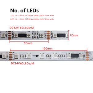 12-24V SMD 5050 RGB Full Color LED Flex Pixel Strip esterno UCS512C4 IC DMX512 1990 protocollo programmabile doppio segnale digitale - Product Image 3