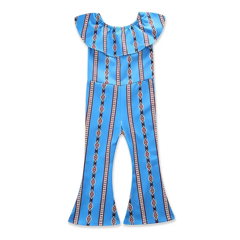 Toddler bebek kız baskılı önlük pantolon askısı Denim Romper tulum jartiyer tulum kıyafet yaz giysileri