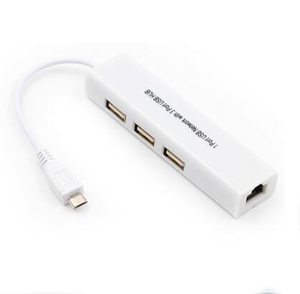 ไมโคร USB ไปยังเครือข่ายแลนอีเธอร์เน็ตอะแดปเตอร์พร้อมพอร์ต USB 3พอร์ต2.0ฮับ - Product Image 2