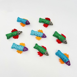 Colorido Bling pez en forma de gato de peluche de juguete gatito interactivo gato juguete masticar gato Teaser juguete con hierba gatera - Product Image 2