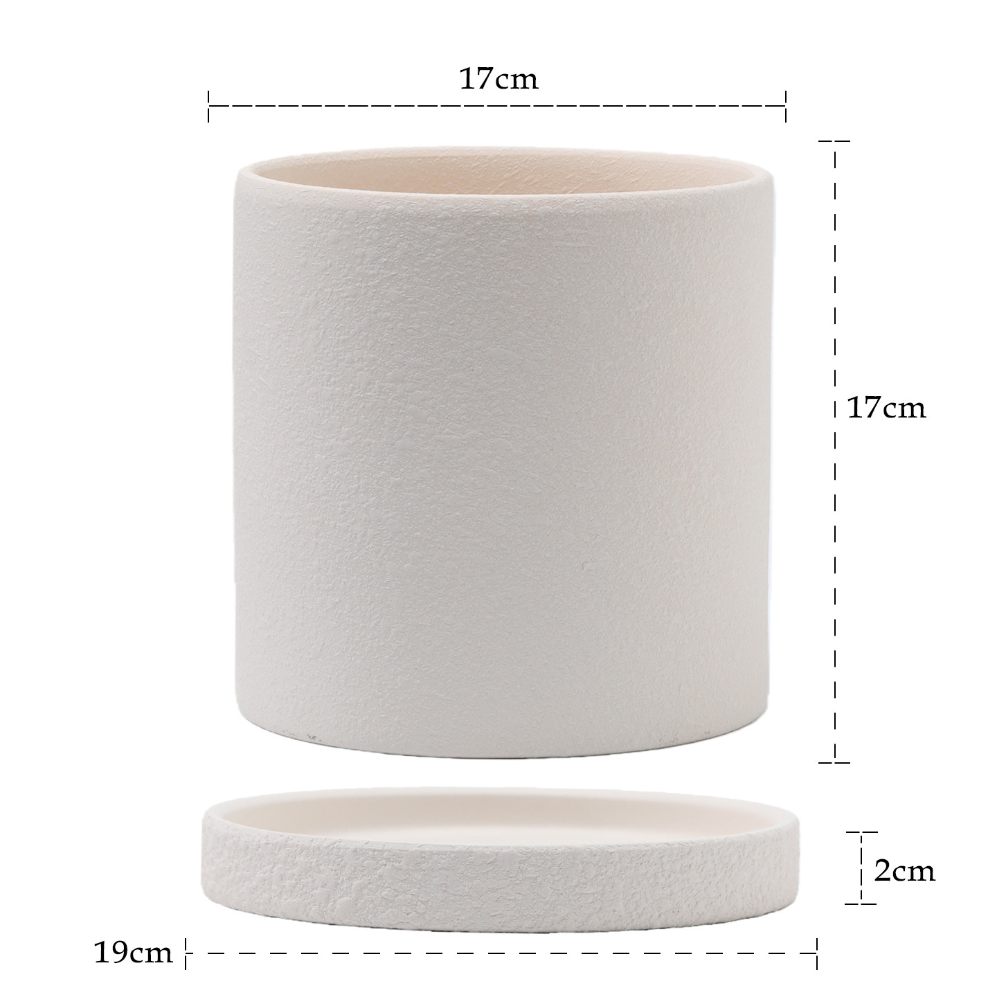 Straight cylindrical bisque clay slip textured surface-1717 cm
