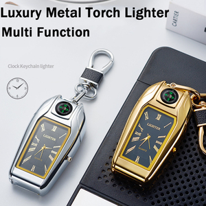 Metal Zinc Alloy Gas Refillable Multi <strong>Function</strong> Luxury Feuerzeug <strong>Clock</strong> Key Chain Windproof Torch Jet Flame BBQ Cigar <strong>Lighters</strong> - Product Image 6