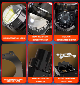 65w K01 Bi Led projektör Lens far 6500k 3.0 inç Bi Led projektör Lens 9-15v projektörler araba için farlar