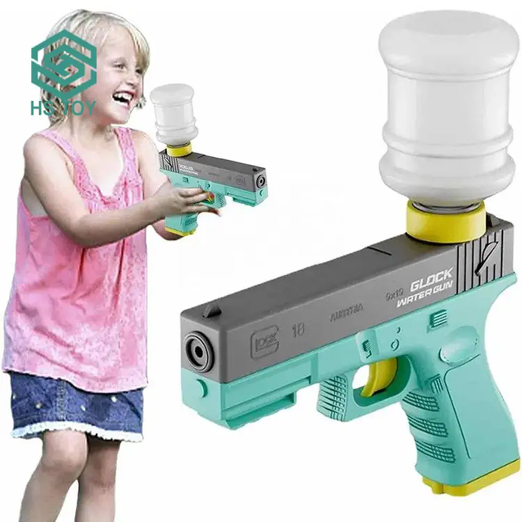 HS High Capacity Automatic Electronic Plastic New Red Green Glock Pistol Shooting Toy Water Gun For Sale