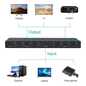 Repetidor amplificador 4K 2,0 HDCP2.2 3D 4K 60Hz 8 vías HDMI, caja de interruptor de empalme, Hub 1x8 puertos 1 a 8 HDMI, divisor con fuente de alimentación